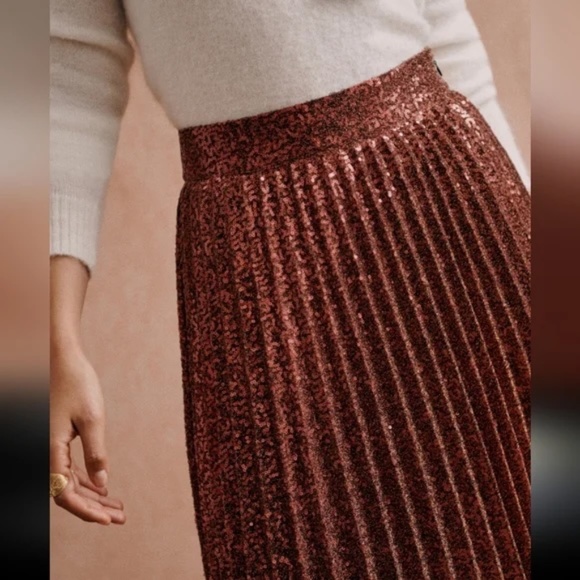 Sezane Dino Skirt in Shimmering Bronze - Size 38 - Picture 5 of 6